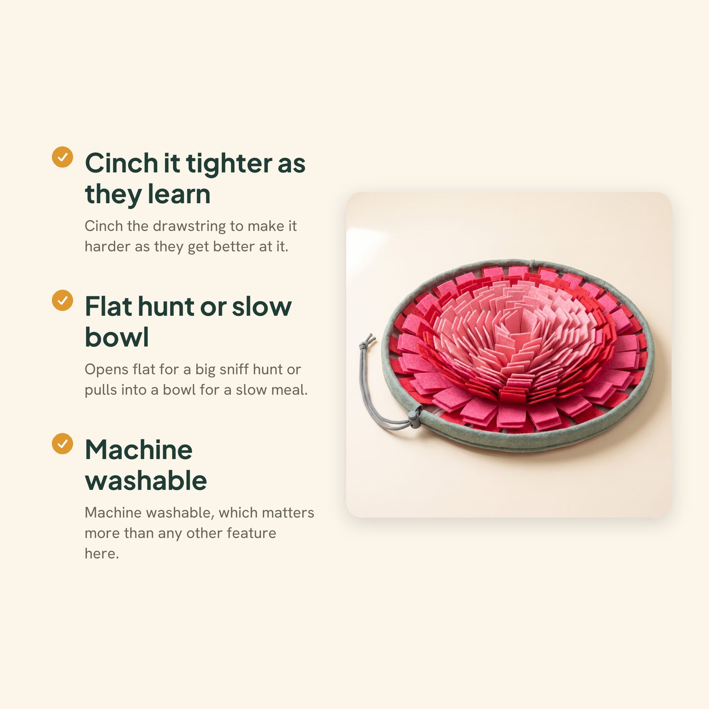 Foldable Felt Snuffle Bowl, key benefits