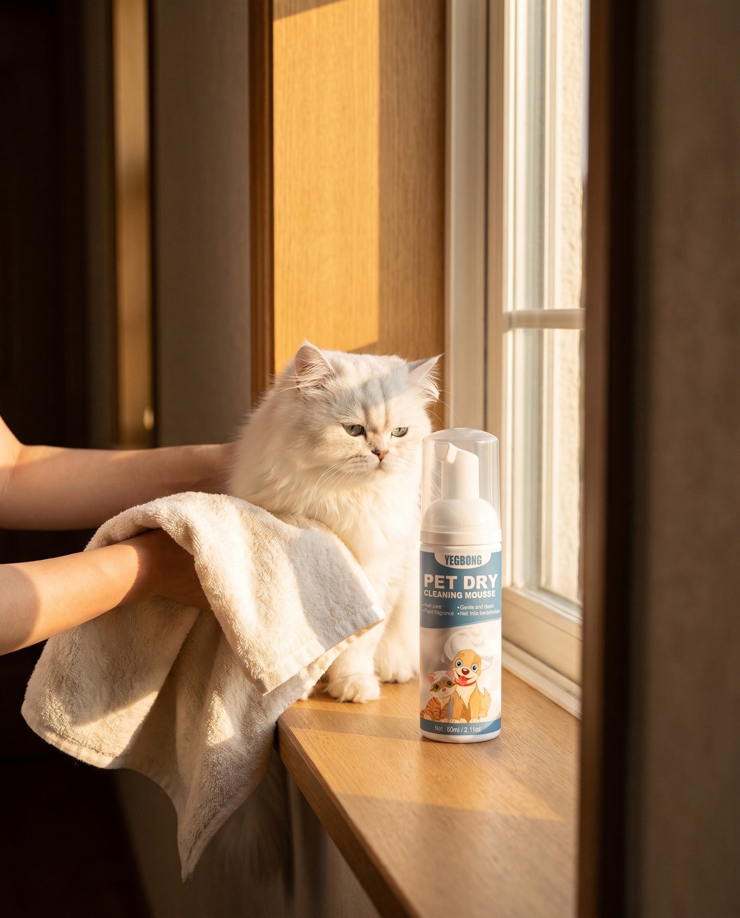 Waterless Dry Cleaning Mousse, 60ml, in use at home