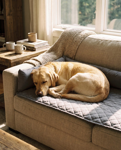 Waterproof Quilted Sofa and Car Pad, in use at home