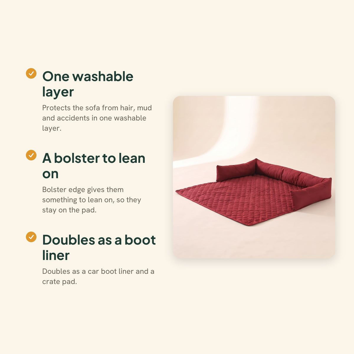 Quilted Sofa and Car Pad, Red, key benefits