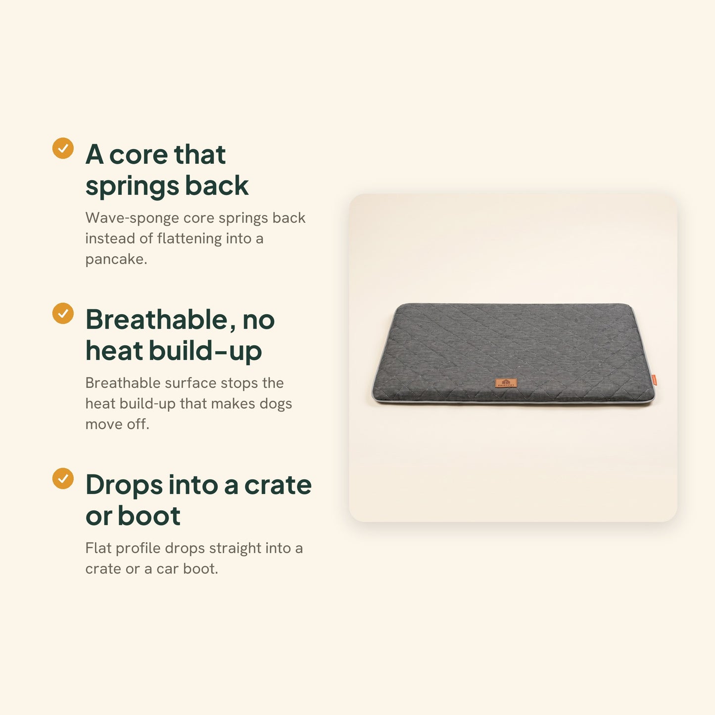 Breathable Washable Crate Mat, key benefits