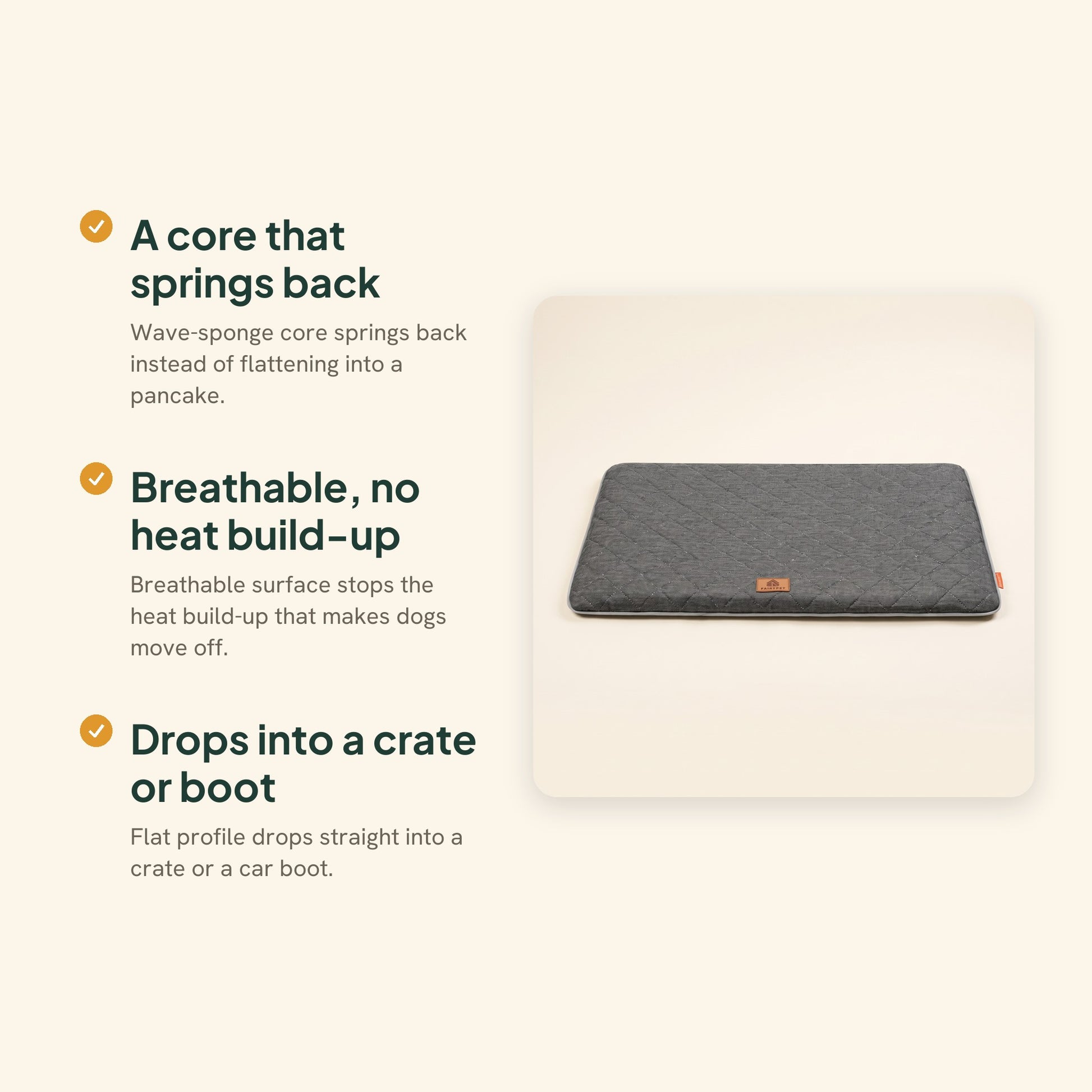 Breathable Washable Crate Mat, key benefits