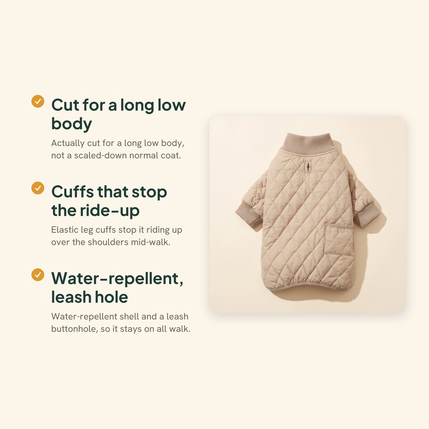 Quilted Winter Coat for Dachshunds, key benefits