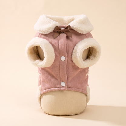 Shearling-Trim Winter Dog Jacket - pink