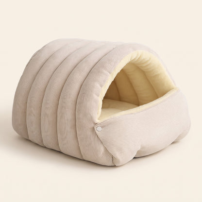 Corduroy Tunnel Cave Bed, Beige