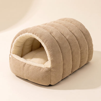 Corduroy Tunnel Cave Bed - beige