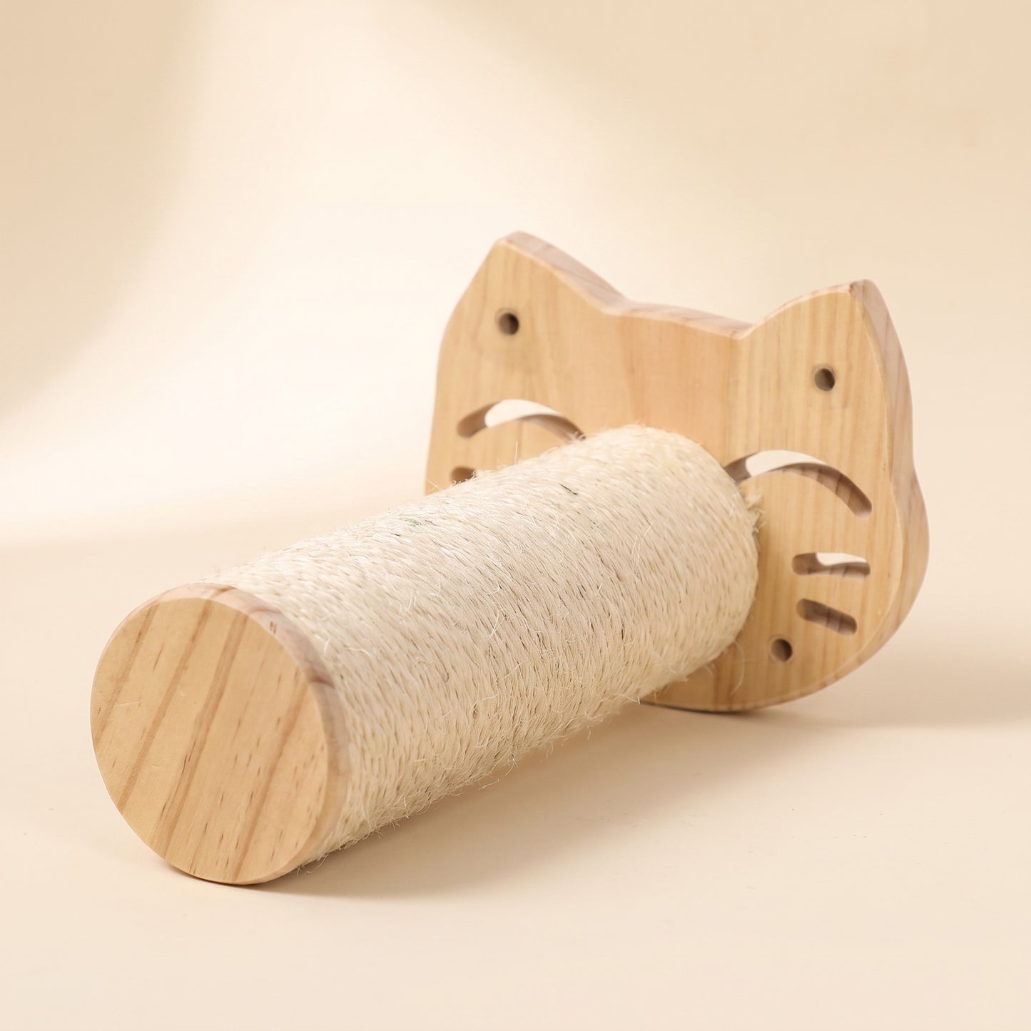 Wall-Mounted Cat Shelves with Sisal Post, Cat-Face Shelf with Roller