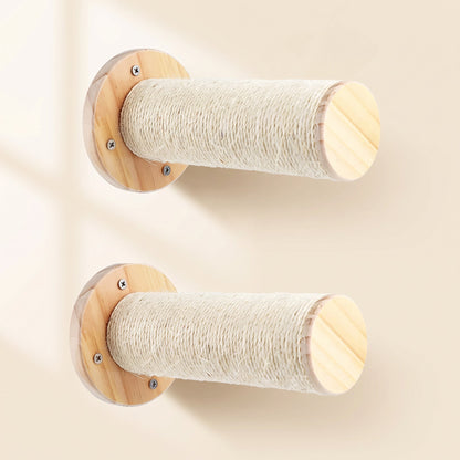 Wall-Mounted Cat Shelves with Sisal Post, Sisal Rollers, 2 Pack