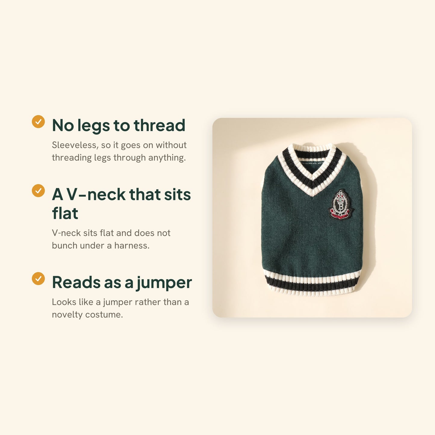College V-Neck Knit Vest for Dogs, key benefits