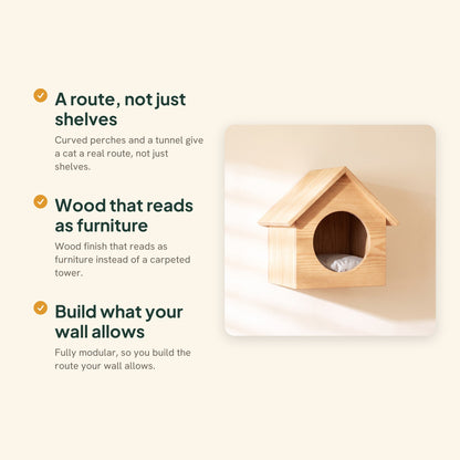 Wall Cat Climbing Set with Tunnel, Cat House A, key benefits
