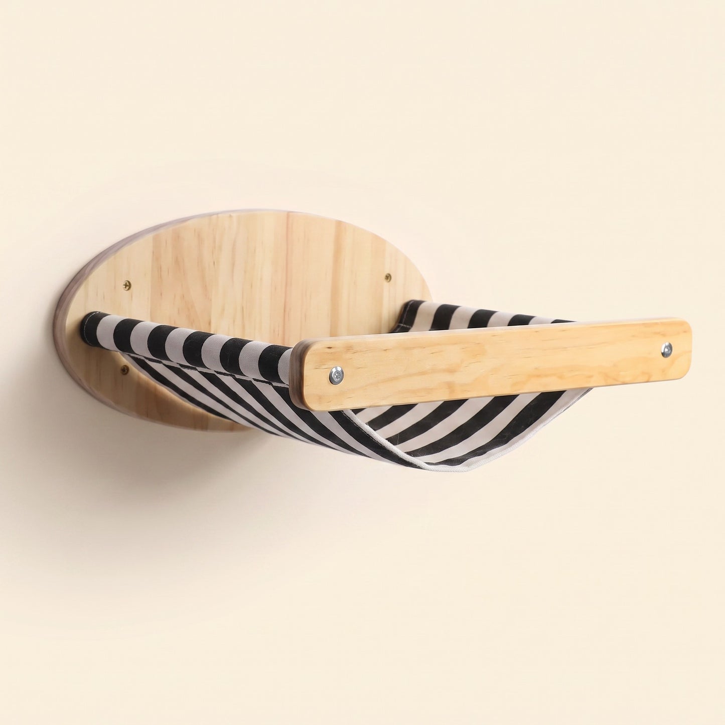 Wooden Cat Wall Shelves and Hammock, Striped Hammock