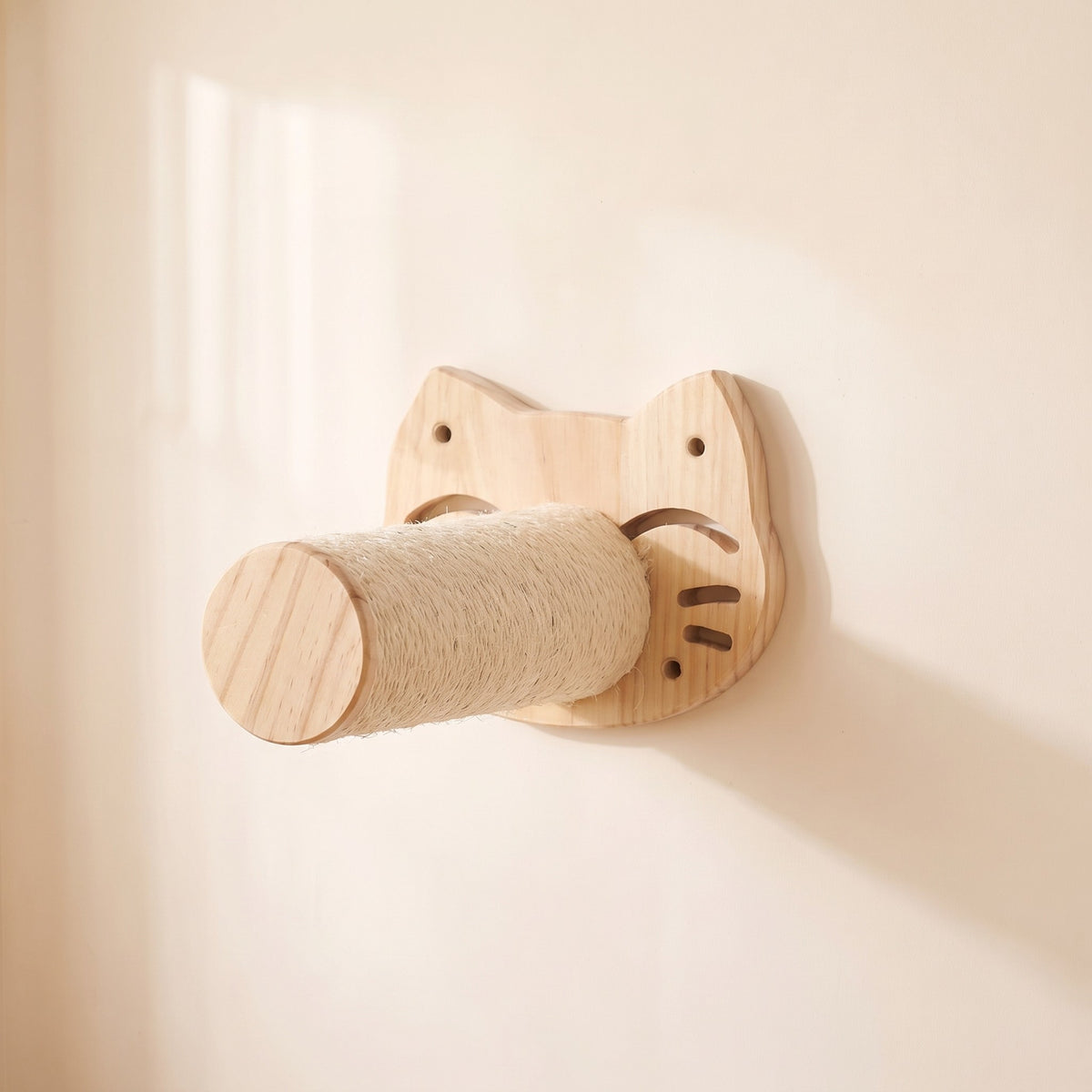 Wooden Cat Wall Shelves and Hammock, Cat-Face Shelf with Roller
