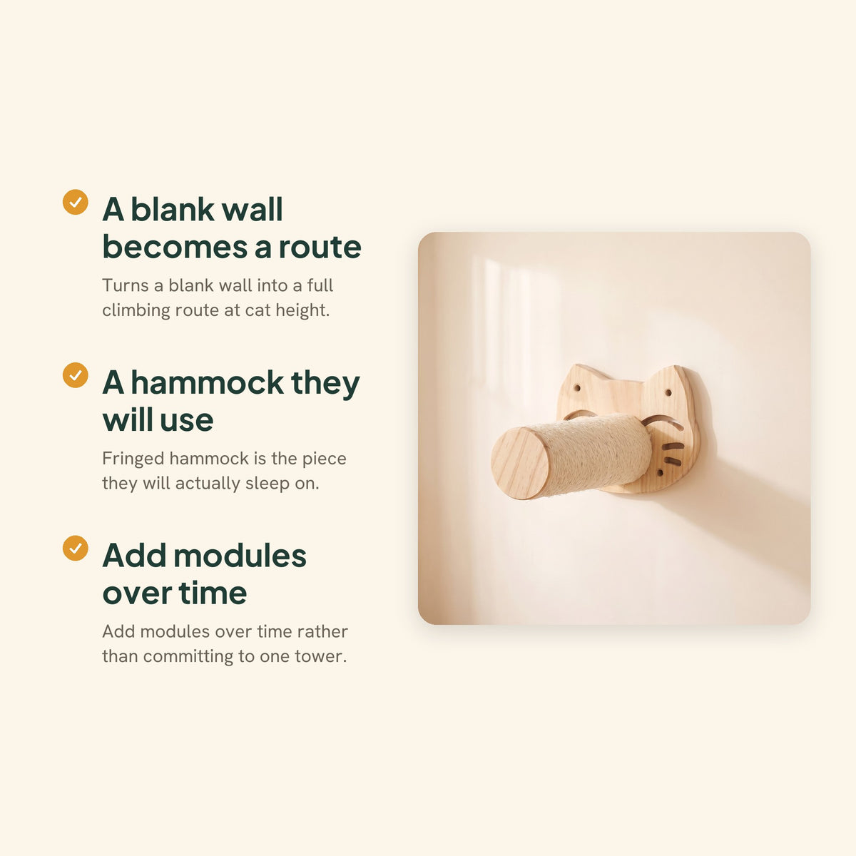 Wooden Cat Wall Shelves and Hammock, Cat-Face Shelf with Roller, key benefits