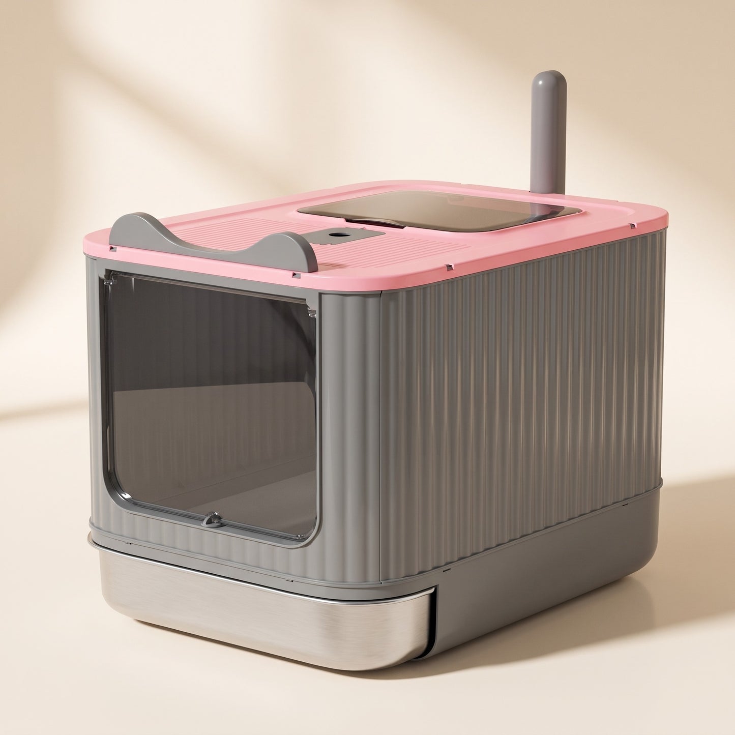 XXL Enclosed Litter Box with Steel Basin, var pink