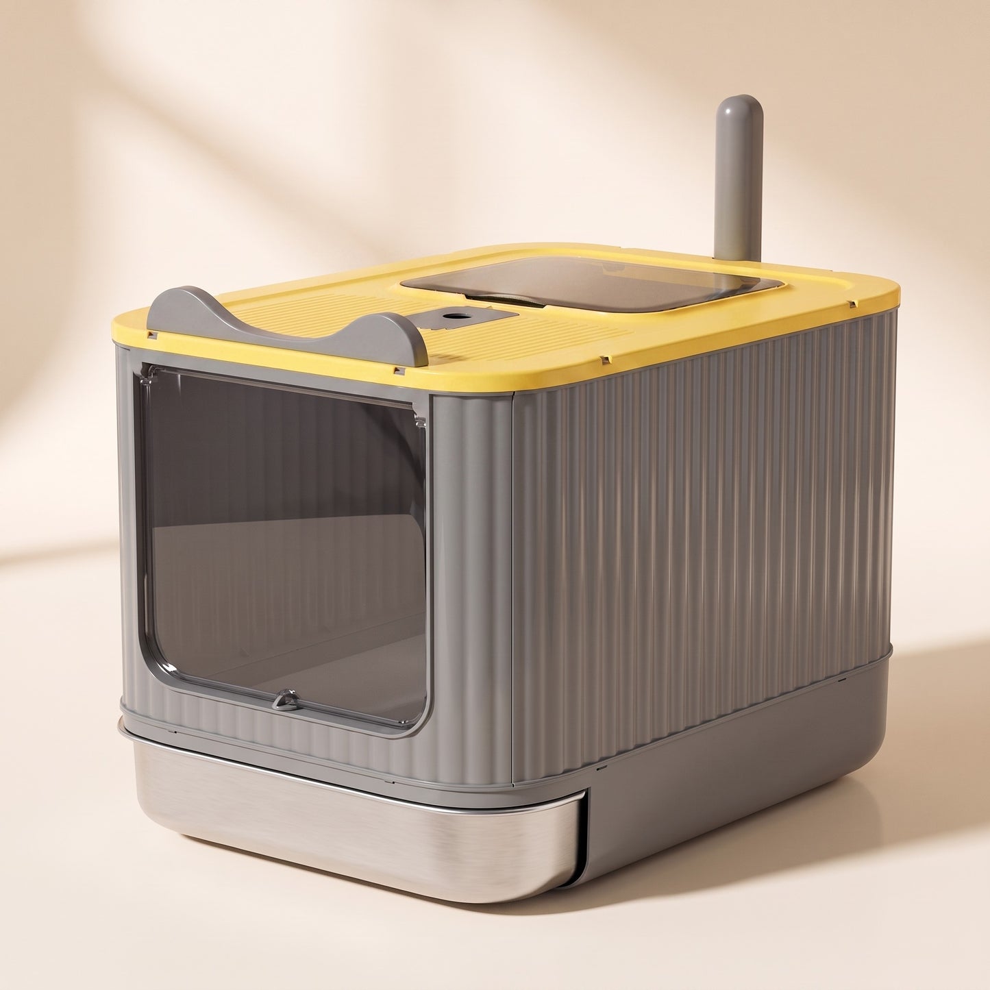 XXL Enclosed Litter Box with Steel Basin, var yellow