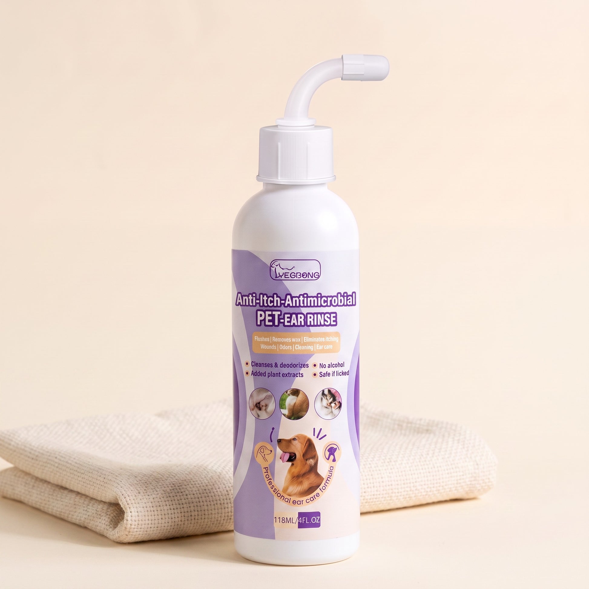 Gentle Ear Cleaning Solution, 118ml, styled in a home setting