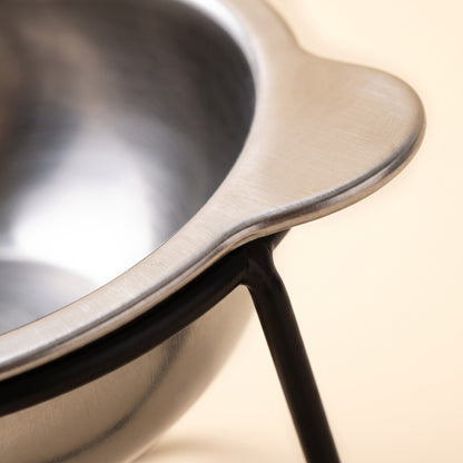 Raised 15 Degree Stainless Steel Cat Bowl, close-up detail