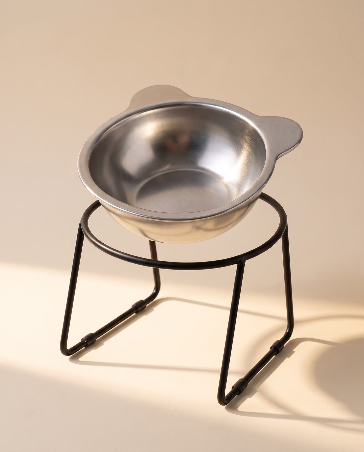 Raised 15 Degree Stainless Steel Cat Bowl, styled in a home setting