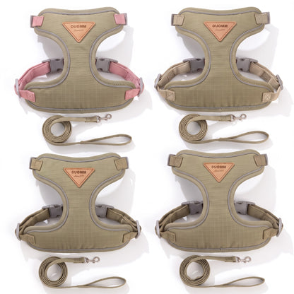 Adjustable Cat and Puppy Harness Set - khaki, a muted green-brown