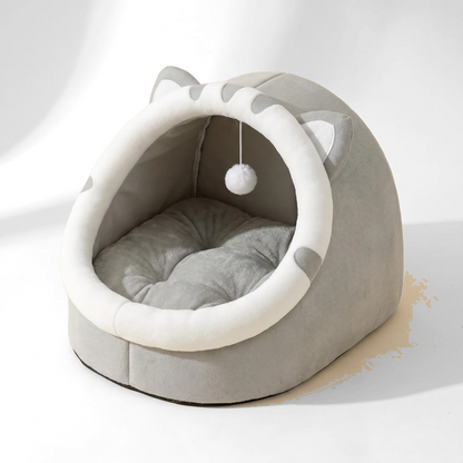 Cat-Face Hooded Cave Bed
