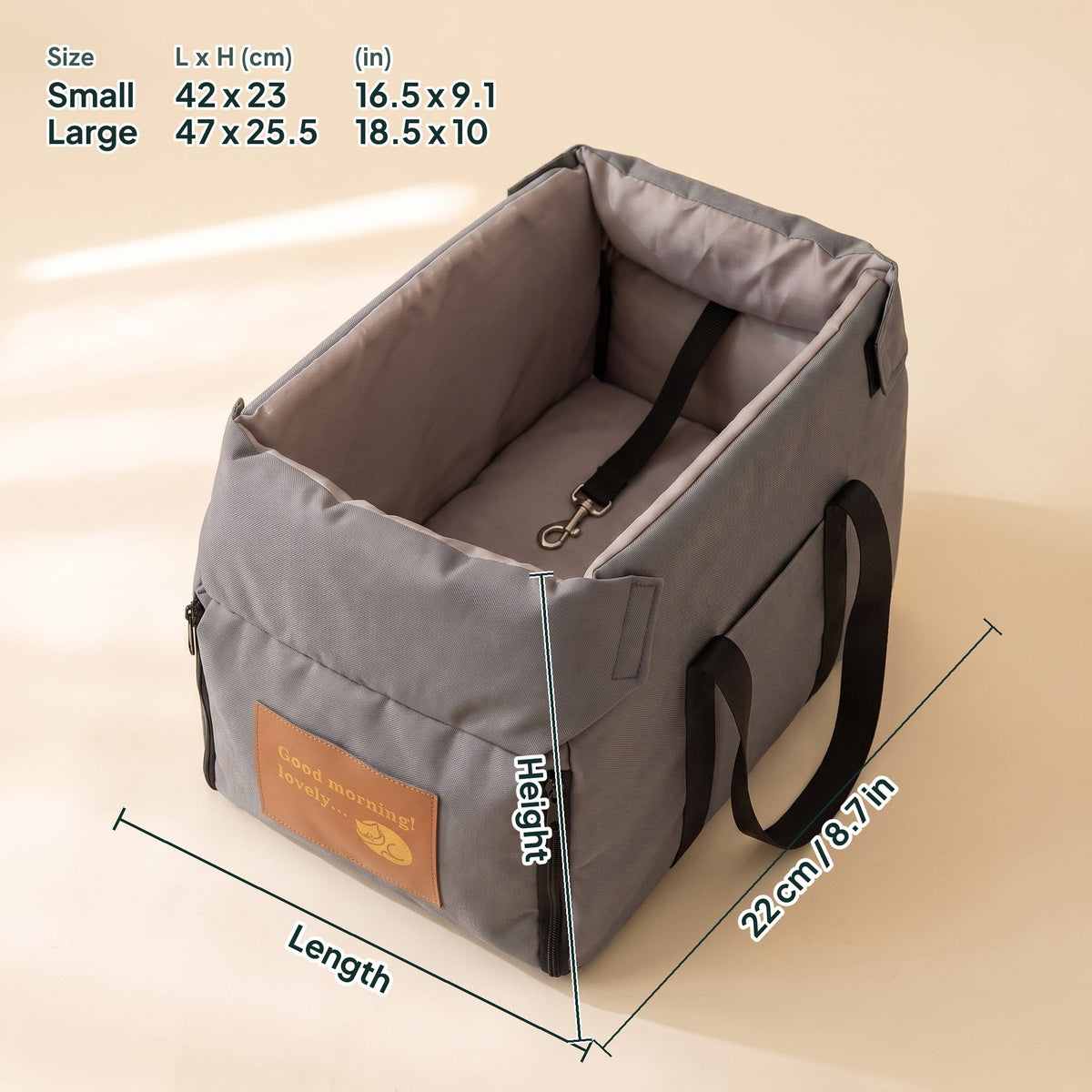 Center Console Dog Booster Seat, dimensions