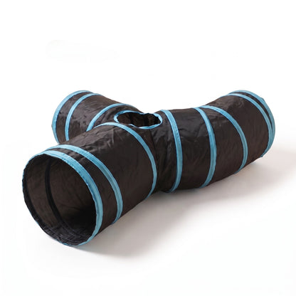 Collapsible Cat Play Tunnel - y-black-blue