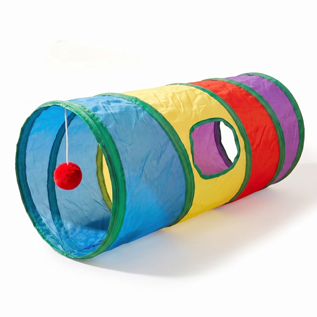 Collapsible Cat Play Tunnel, var tube rainbow panel
