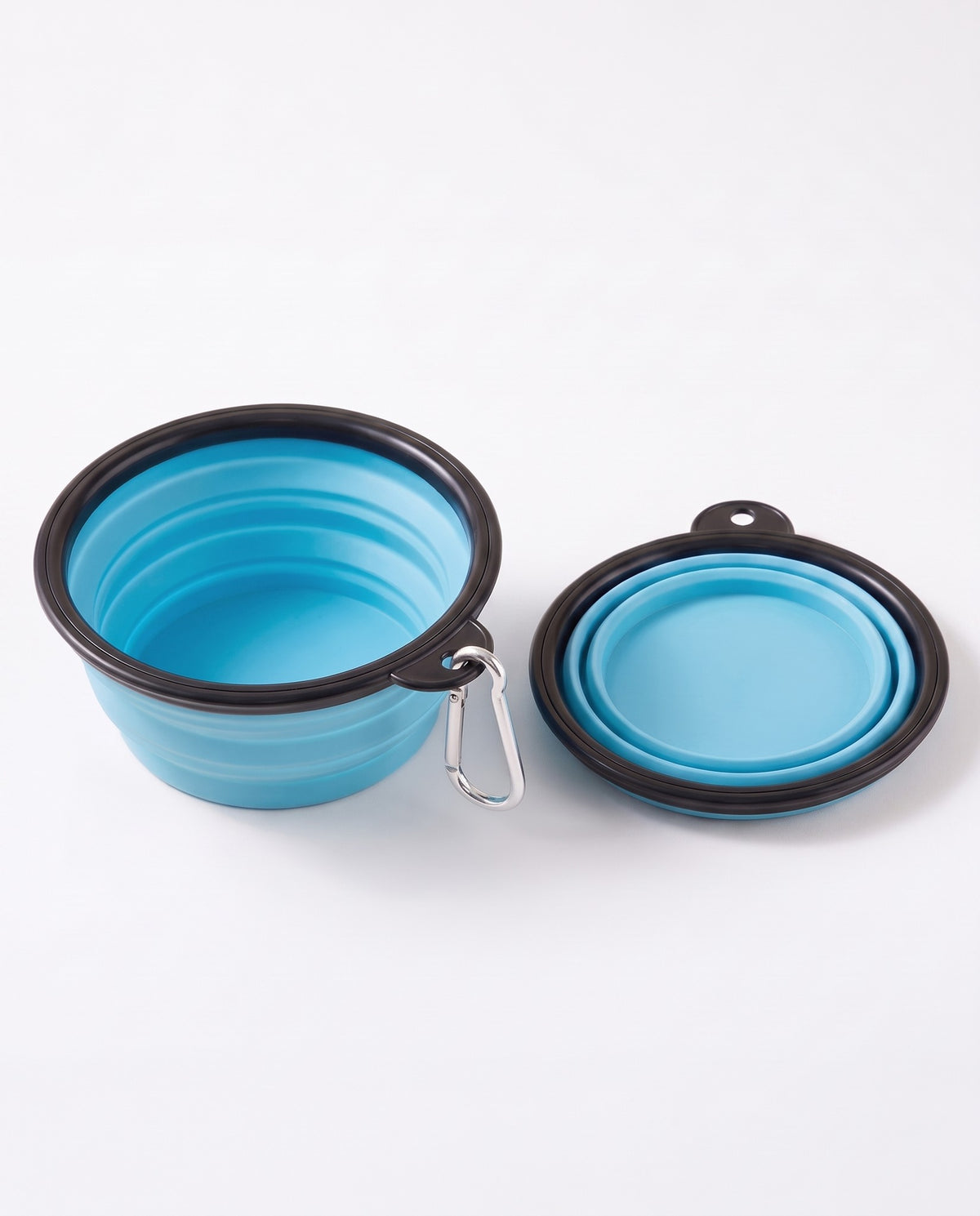Collapsible Travel Bowl with Carabiner, styled in a home setting