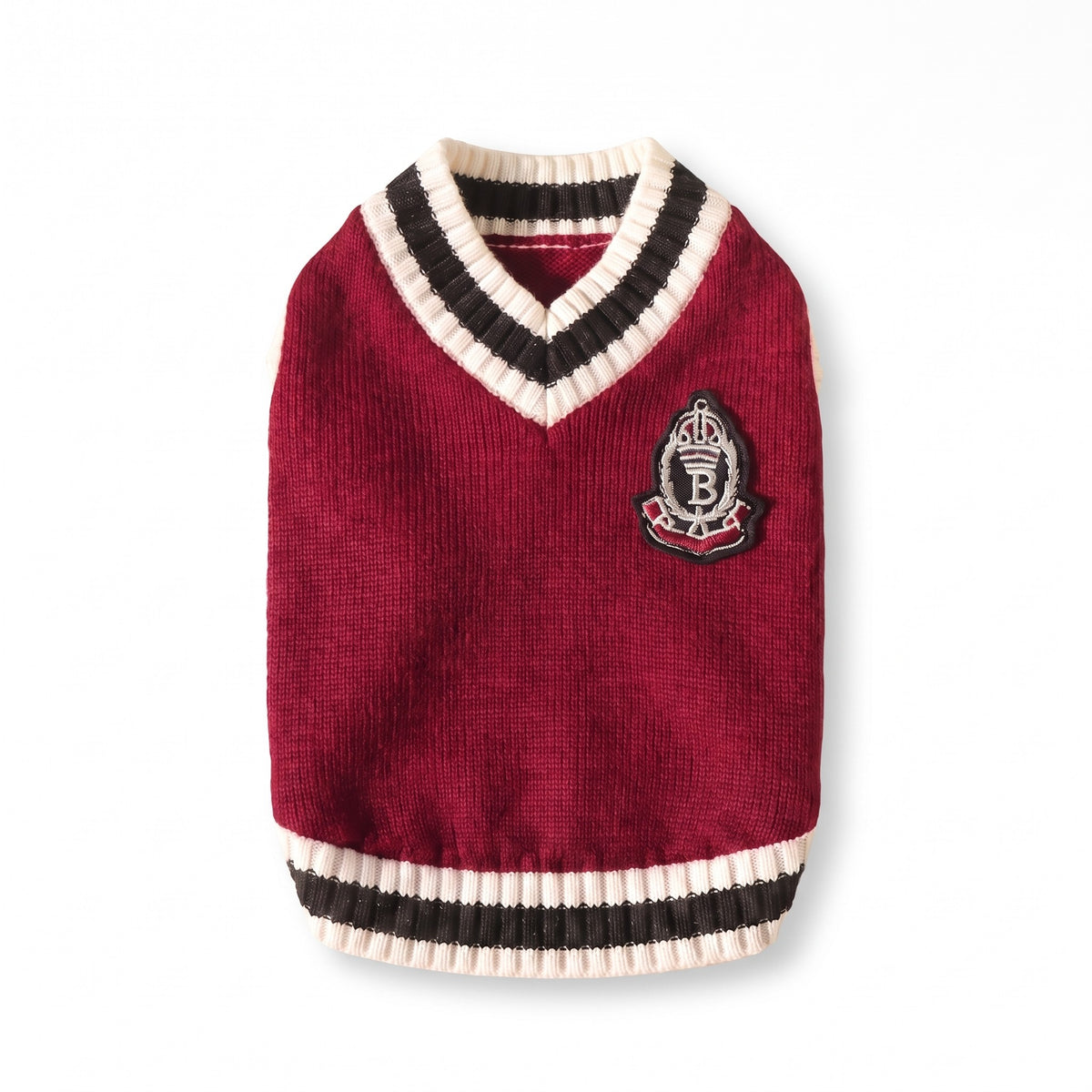 College V-Neck Knit Vest for Dogs in red
