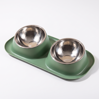 Double Stainless Steel Bowl Set