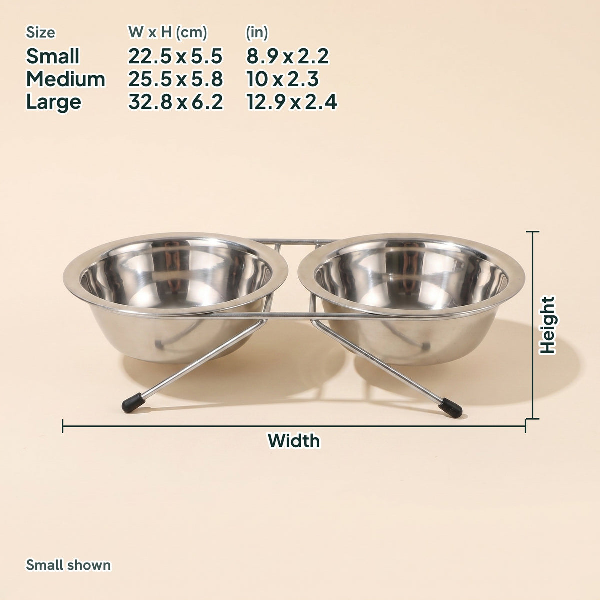 Elevated Double Bowl Feeder Stand, dimensions