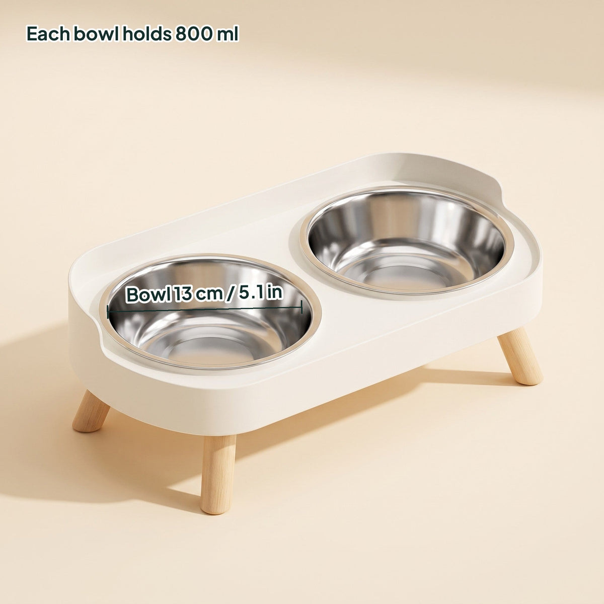 Double Bowl Station with Wood Legs, dimensions