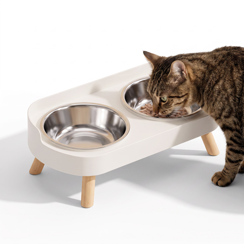 Double Bowl Station with Wood Legs