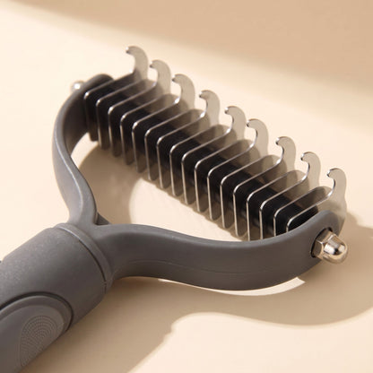 Extra-Wide Dual-Sided Dematting Brush in grey