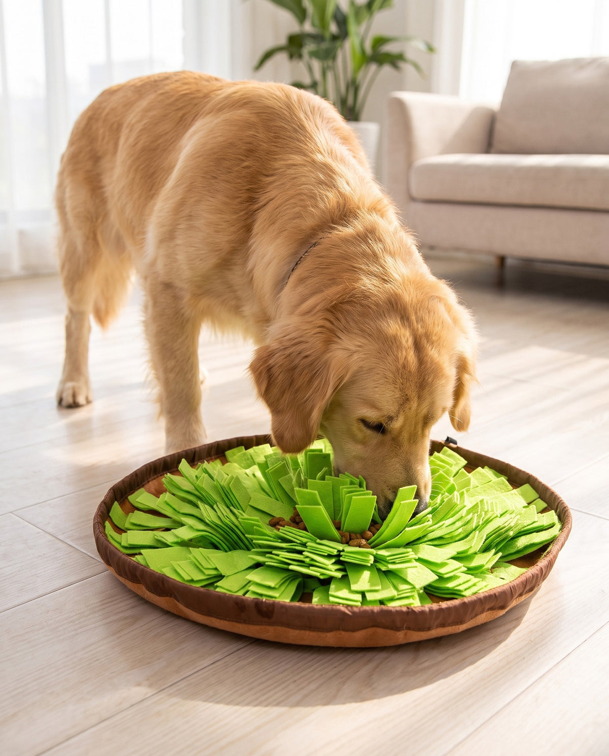 Flower Snuffle Mat, in use at home