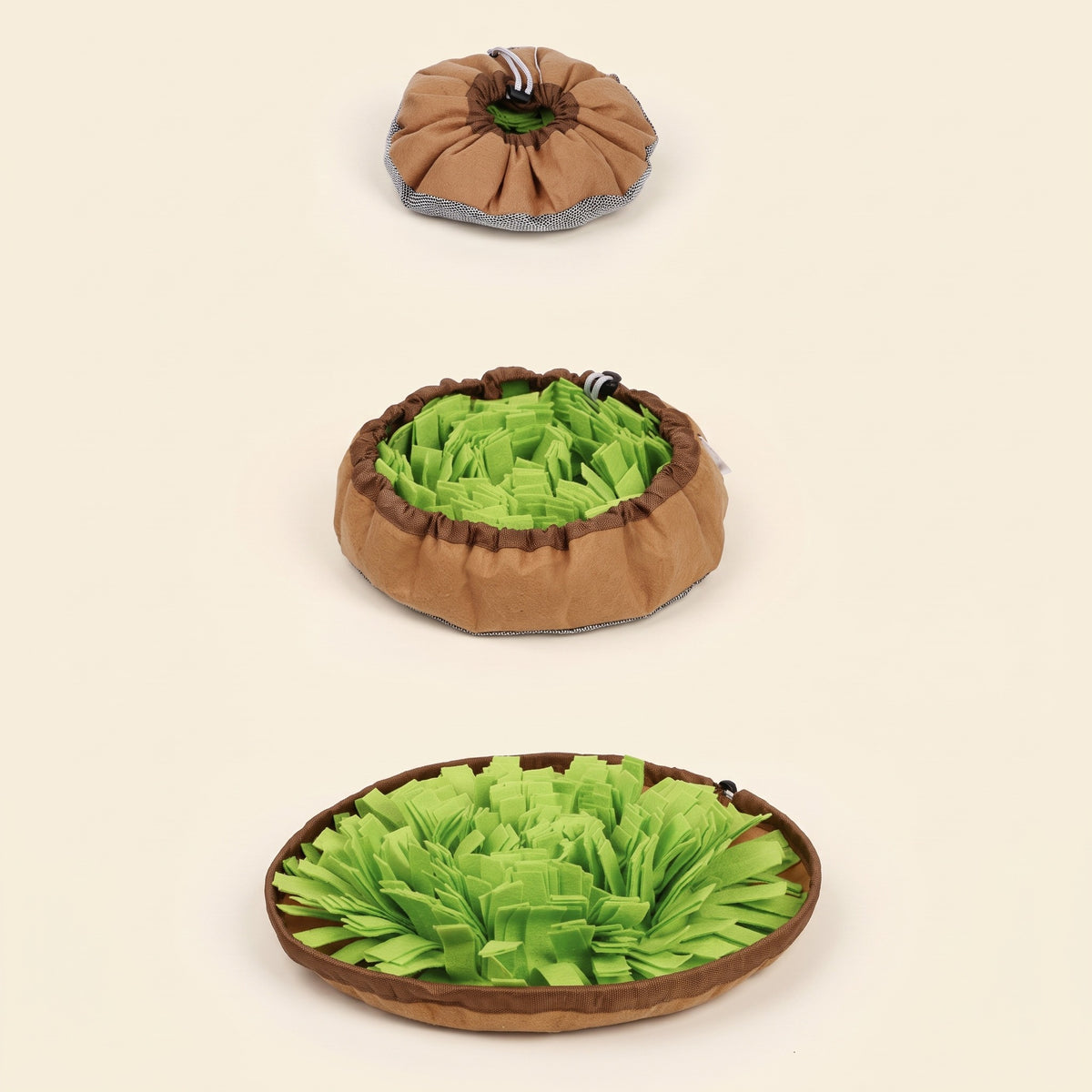 Flower Snuffle Mat, as a flat mat, a bowl and a closed pouch