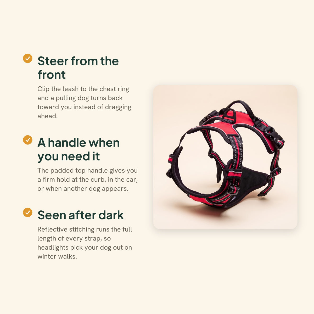 Reflective No-Pull Dog Harness, key benefits