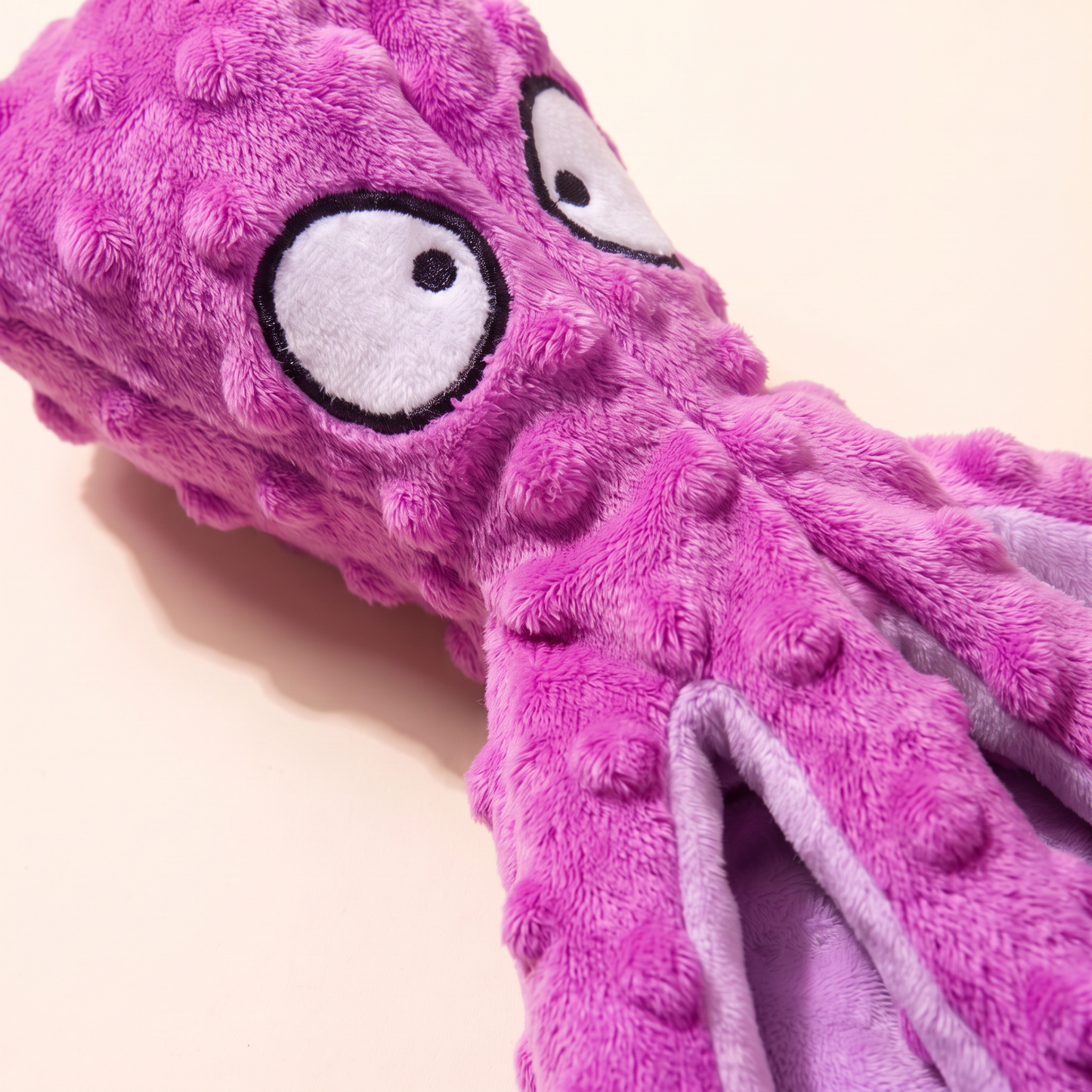 No-Stuffing Octopus Crinkle Toy for Dogs, close-up detail