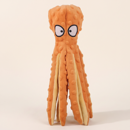 No-Stuffing Octopus Crinkle Toy for Dogs in Orange