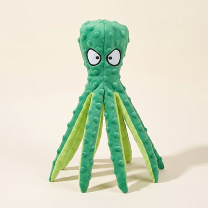 No-Stuffing Octopus Crinkle Toy for Dogs in Green