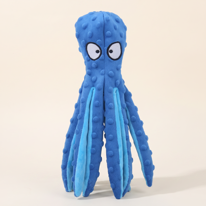 No-Stuffing Octopus Crinkle Toy for Dogs in Blue