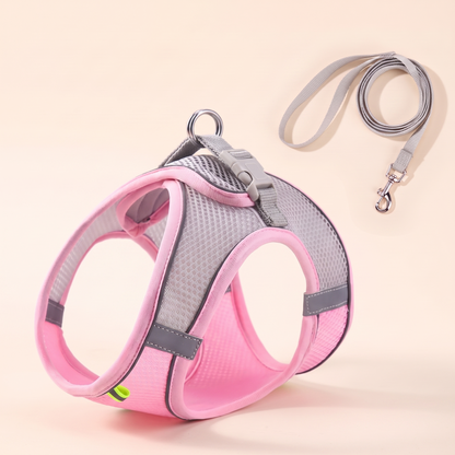 Soft Mesh Step-In Harness and Leash Set in pink