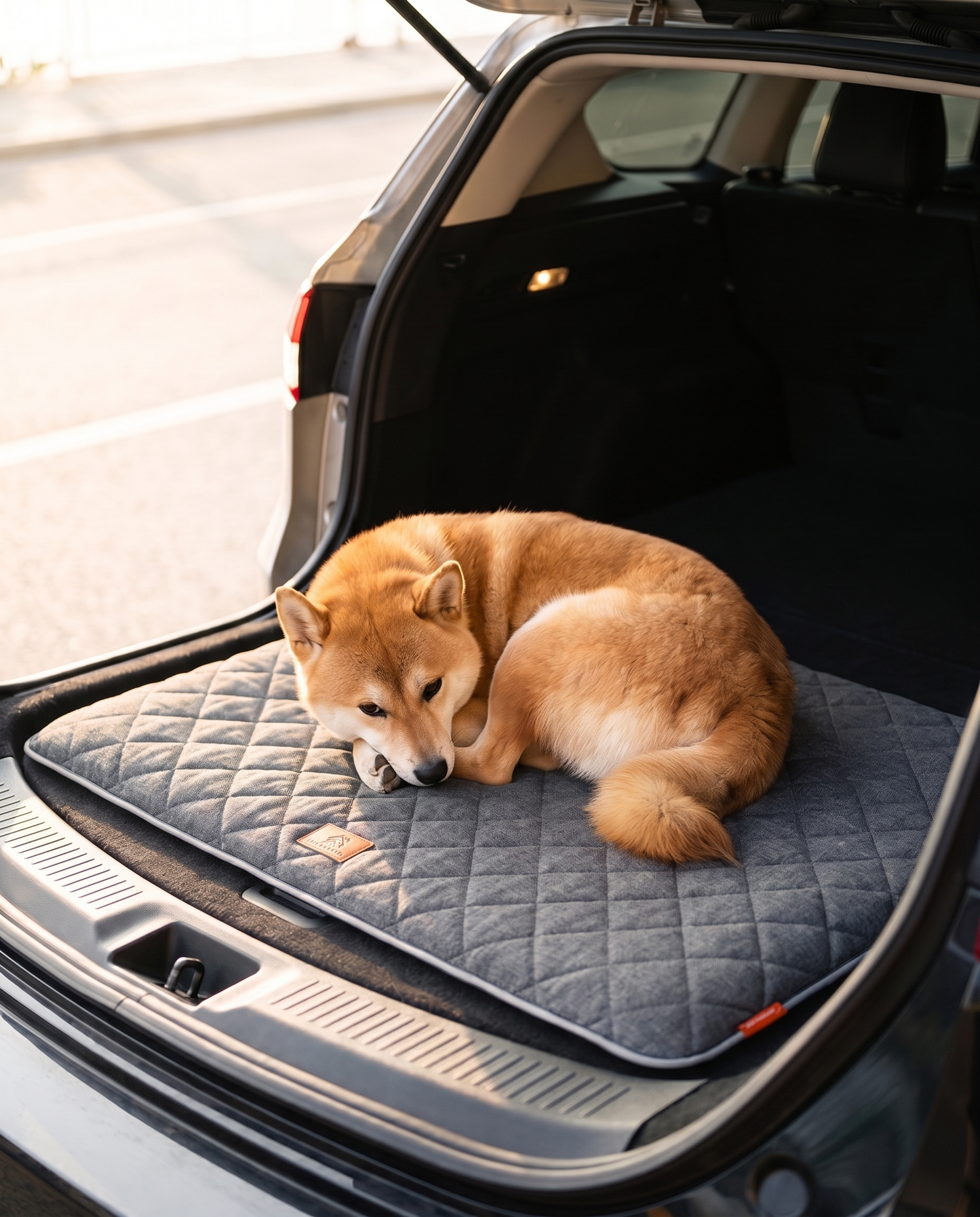 Breathable Washable Crate Mat, in use on the go