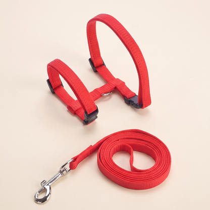 Adjustable Cat Halter Harness and Leash - red