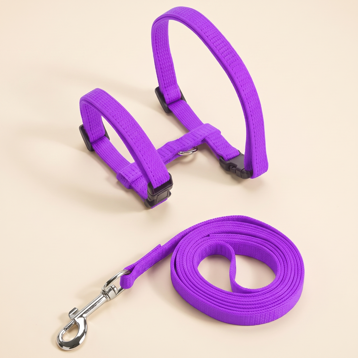 Adjustable Cat Halter Harness and Leash - purple