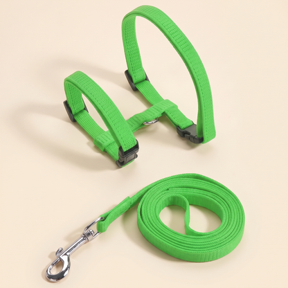 Adjustable Cat Halter Harness and Leash - green