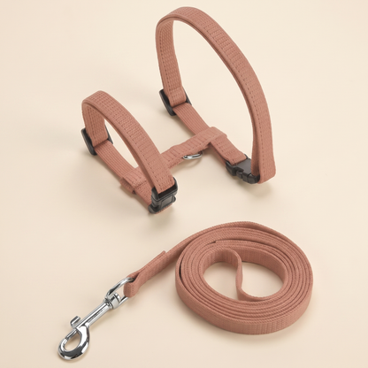 Adjustable Cat Halter Harness and Leash - brown