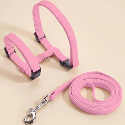 Adjustable Cat Halter Harness and Leash - pink