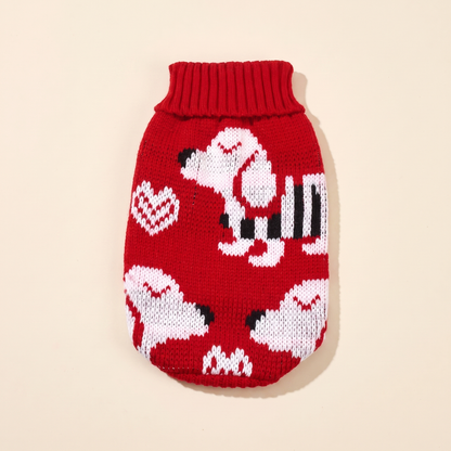 Knitted Christmas Jumper for Dogs and Cats in Red Dog