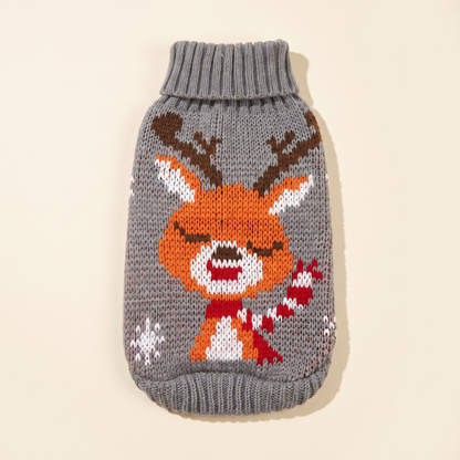 Knitted Christmas Jumper for Dogs and Cats in Grey Reindeer